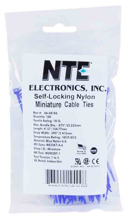 NTE Cable Ties 5.84" 40# Blue 100pk