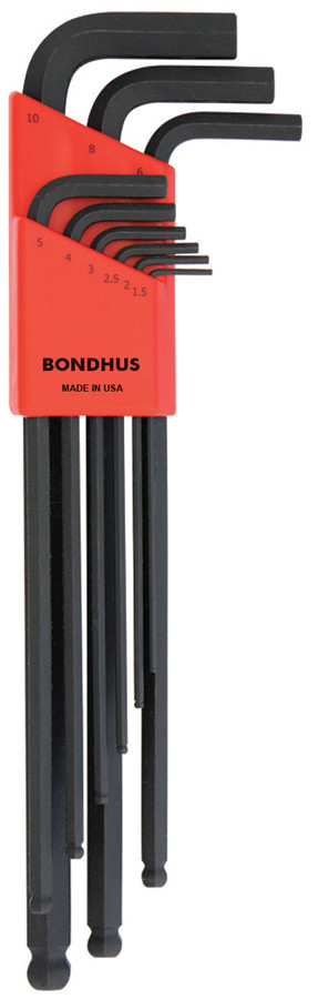 BONDHUS Ball End L-Wrench 9 piece Extra Long Metric Hex Set