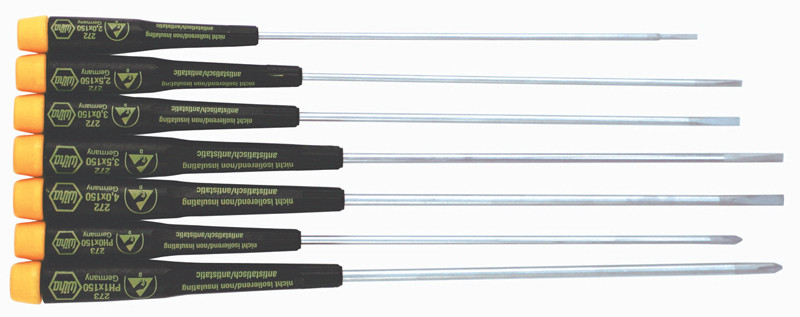 WIHA 7pc Extra Long Slotted/Phillips ESD Safe Screwdriver Set