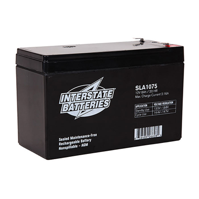 INTERSTATE Sealed Lead Acid Battery 12V 8Ah F1 .187 tabs