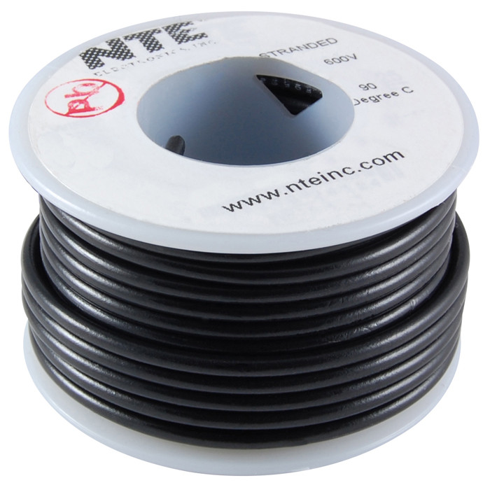 NTE Hook-up Wire 22 AWG Stranded 100ft Black
