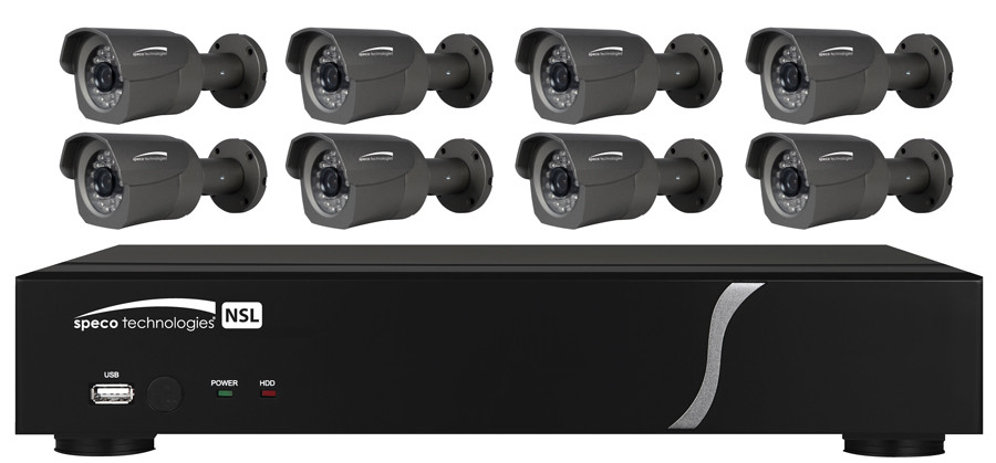 SPECO 8 Channel NVR with Built-in POEand 8 Cameras