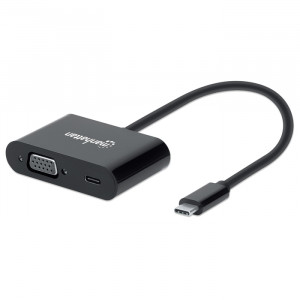 MANHATTAN SuperSpeed+ USB 3.1 C Male to VGA Female Converter with Power Delivery Port