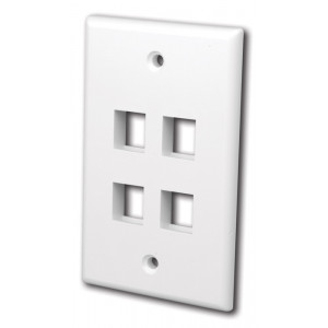 VANCO Quickport Wall Plate 4-Port White