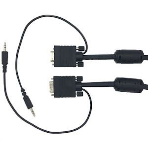 SR SVGA Cable HD15 w/3.5mm Stereo Plug 25ft