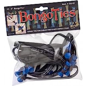 BONGO TIES Azure Black Rubber Blue Bongo Pin 10pk