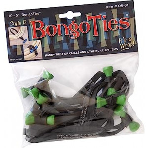 BONGO TIES "Tree Frog" Black Rubber Green Bongo Pin 10pk
