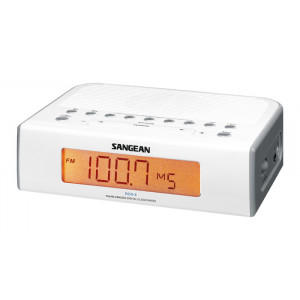 SANGEAN FM/AM Digital Tuning Clock Radio White